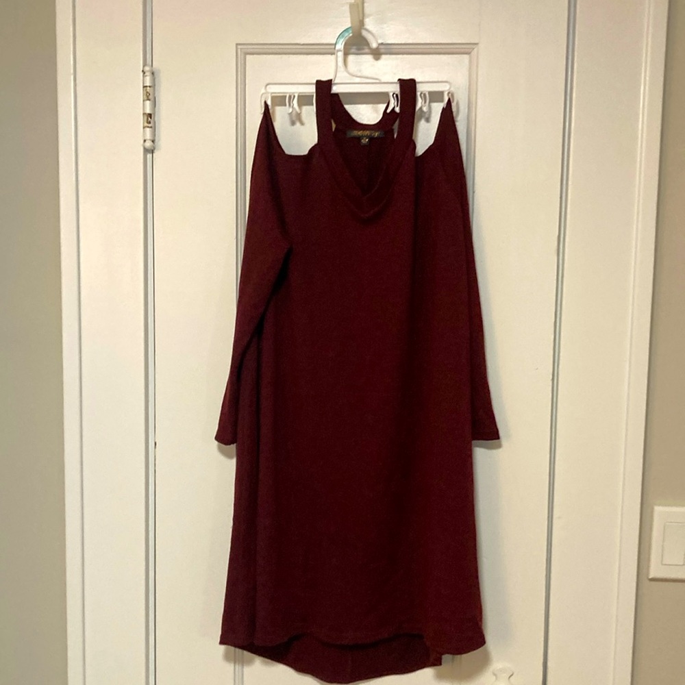 Cold shoulder sweater dress